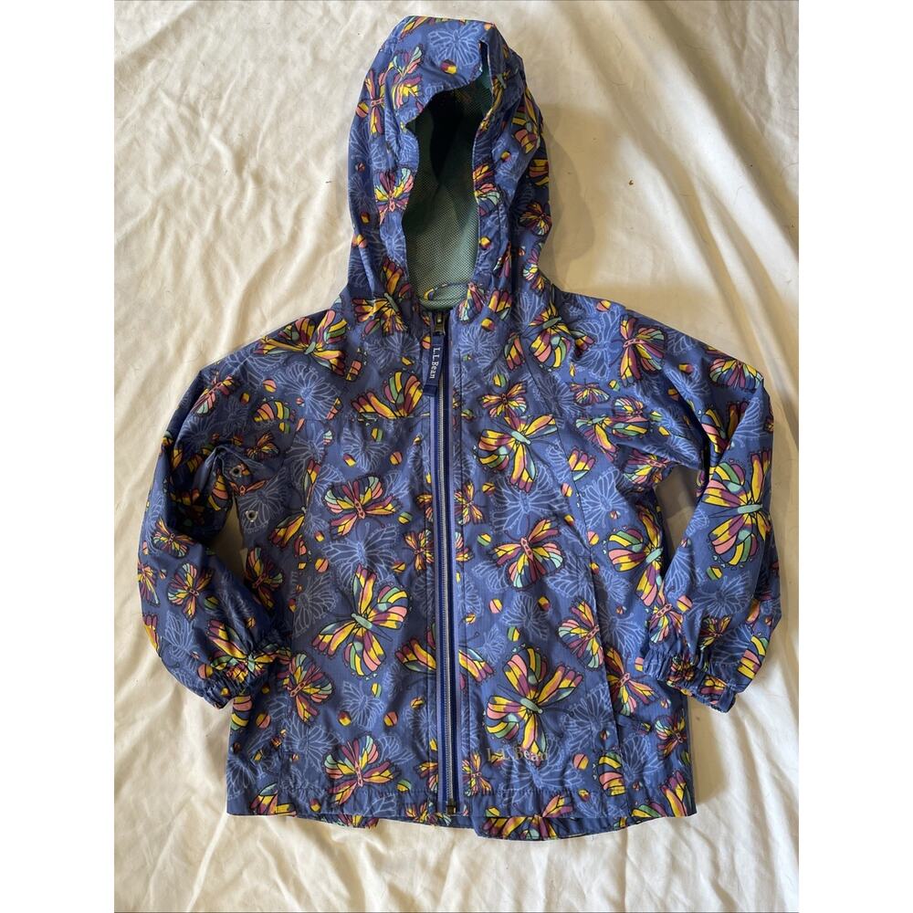 Lands End Butterfly Jacket Hoodie Girls 4T Nylon Lined Youth Kids Windbreaker